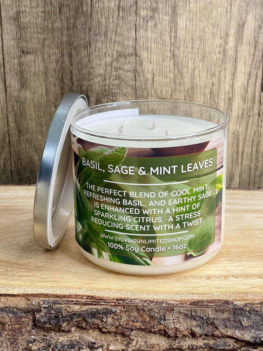 Basil, Sage & Mint Soy Candle